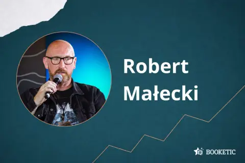 Robert Małecki, autor kryminałów, w okrągłym kadrze. Bernard Gross kolejność jego książek to temat dyskusji.