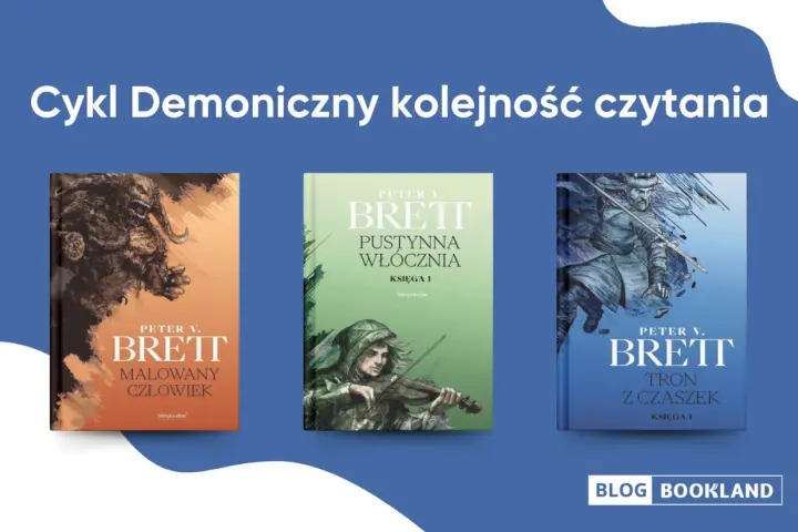 Okładki książek Petera V. Bretta: "Malowany człowiek", "Pustynna włócznia" i "Tron z czaszek".